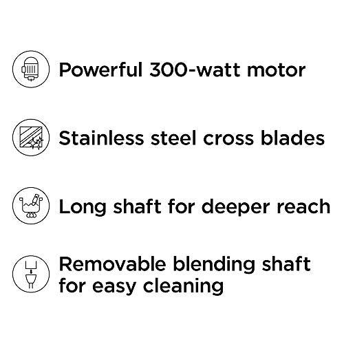 chefman immersion stick hand blender powerful electric ice crushing 2-speed control handheld food mixer, purees, smoothies, s
