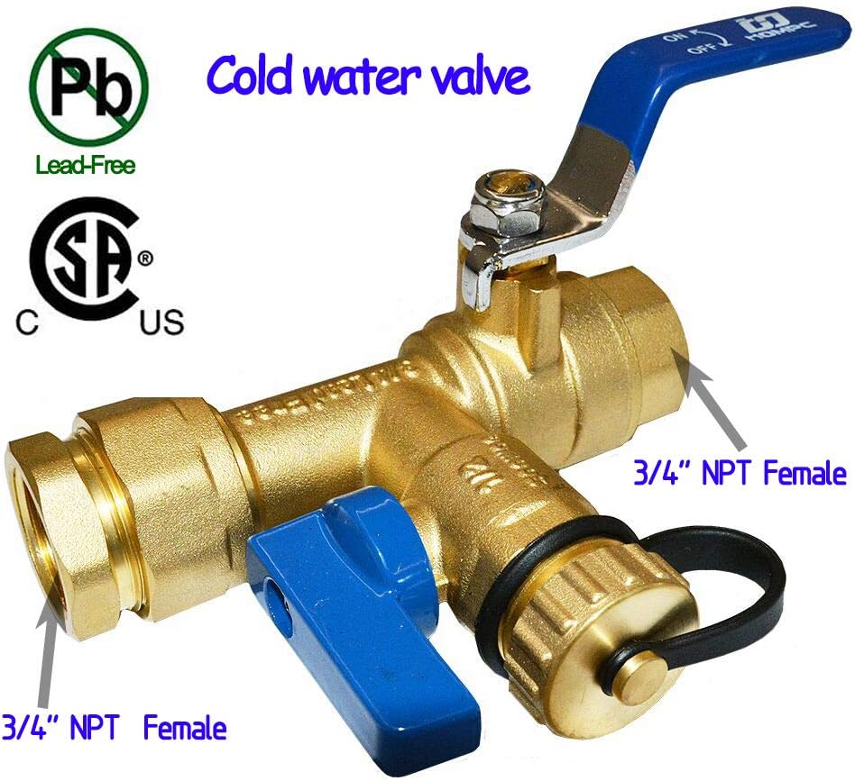 HQMPC Tankless Water Heater Isolation Valves Tankless Water Heater Flush Kit Lead Free Tankless Valve Kit 3/4