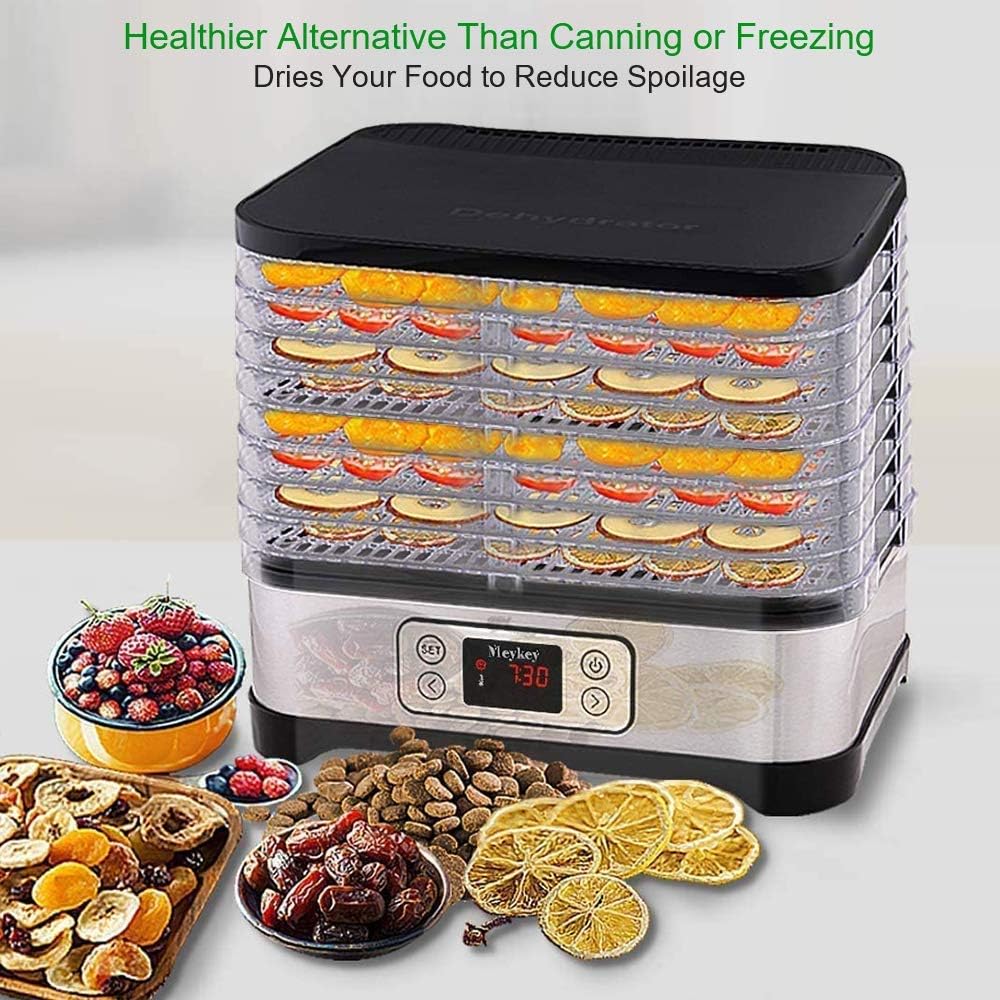Nictemaw Stackable 8 Trays Food Dehydrator Machine,Digital Timer&a;Temperature Control,for Jerky/Meat/Fruit/Vegetable,BPA Free/400 Watt