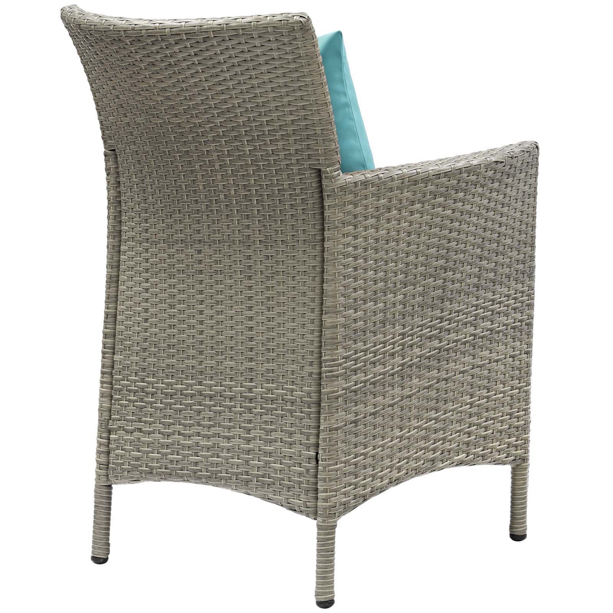 Ergode Conduit 7 Piece Outdoor Patio Wicker Rattan Dining Set - Light Gray Turquoise