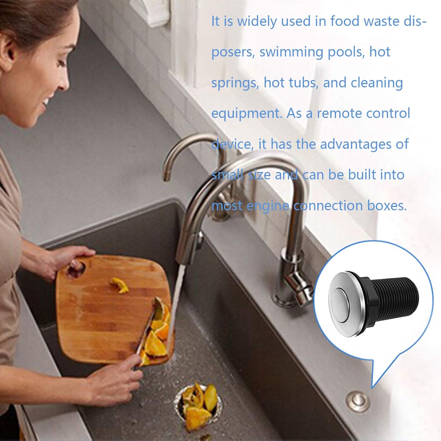 SZXFMY Garbage Disposal Air Switch,Sink Top Stainless Steel Brushed Push Button, for Food Garbage Disposal Replacement of Sink Top Swi