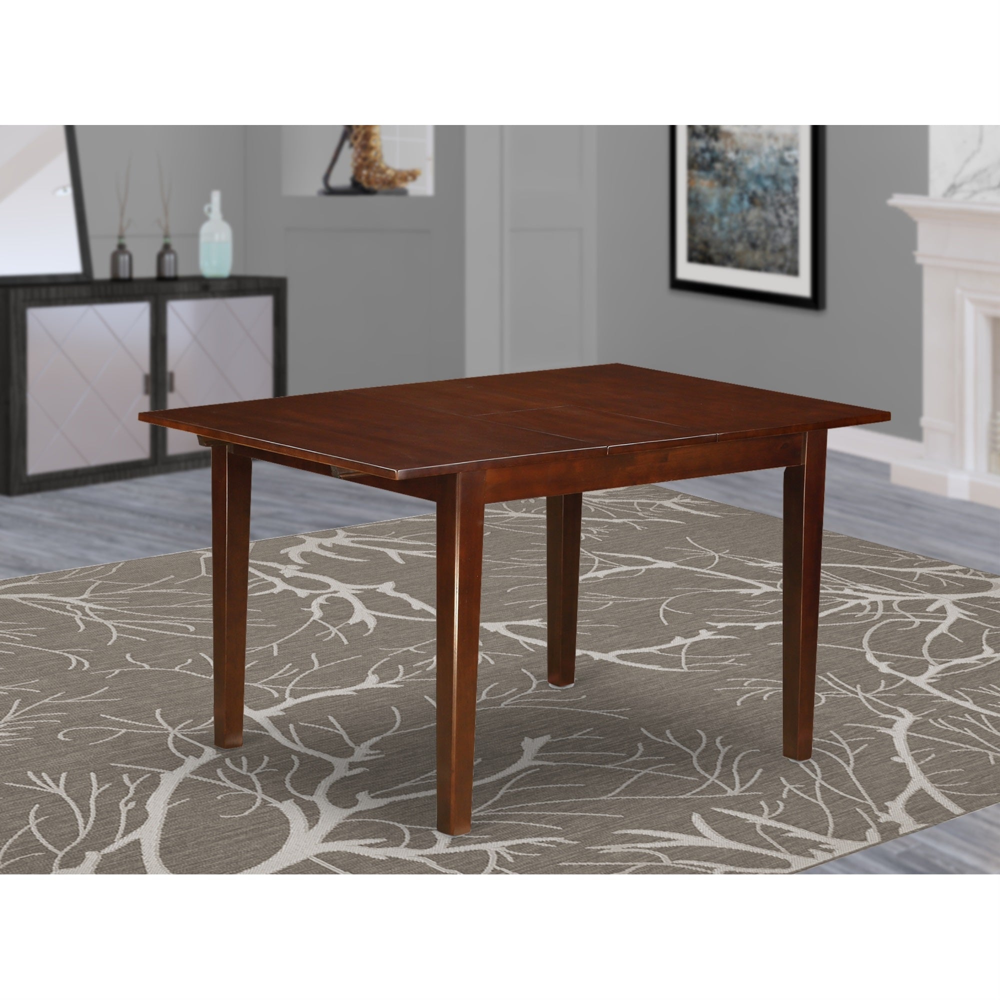 East West Furniture NFT-MAH-T Norfolk rectangular table with 12