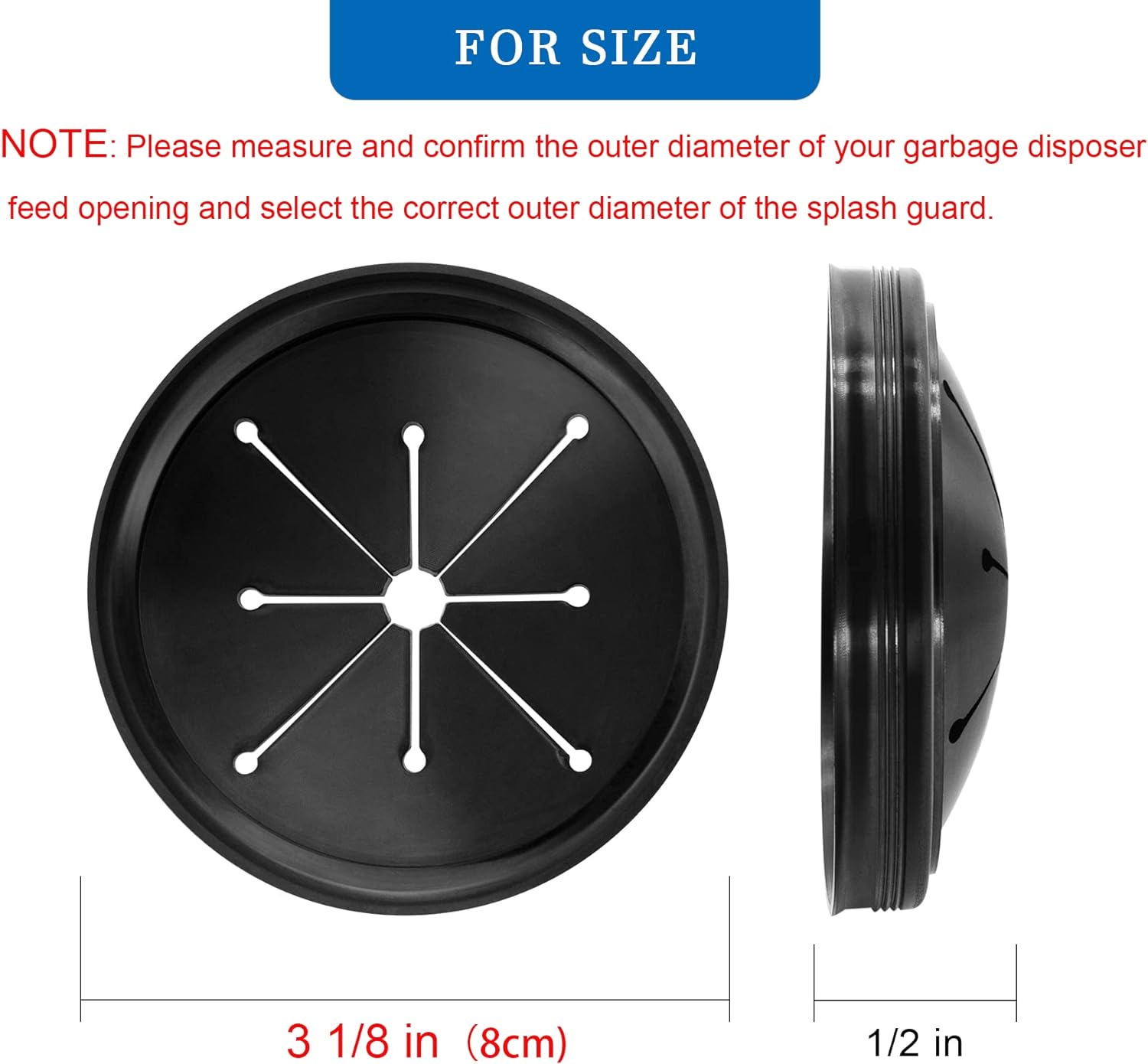 Cleesink Garbage Disposal Splash Guard Collar Sink Baffle, Food Waste Disposer Parts Accessories, 3-1/8 Inch Multi-function Drain Plugs