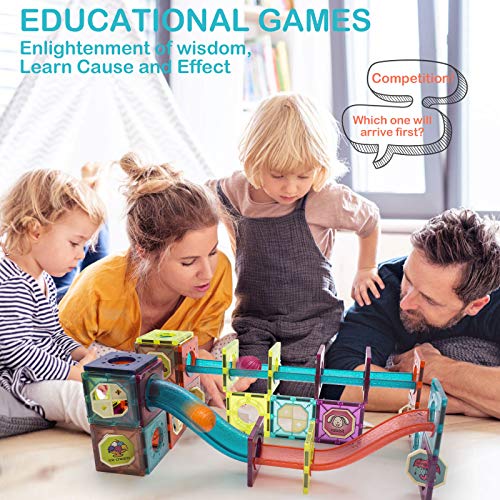 LTKFFFdp Magnetic Building Blocks Toys for Kids Ages 4-8-12 with Ball Track Educational STEM Toys Gifts for 5-7 6 8 10 Year Old Boys Girl