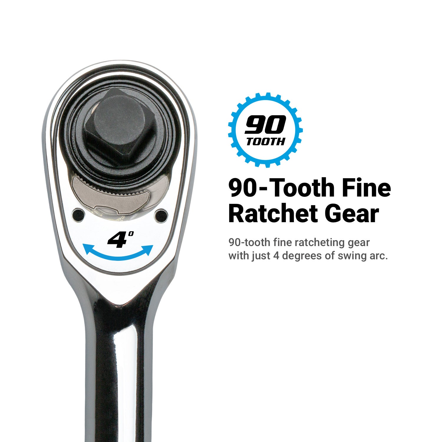 Capri Tools 3/8 in. Drive Fine 90-Tooth Ratchet, Ergonomic Soft Grip