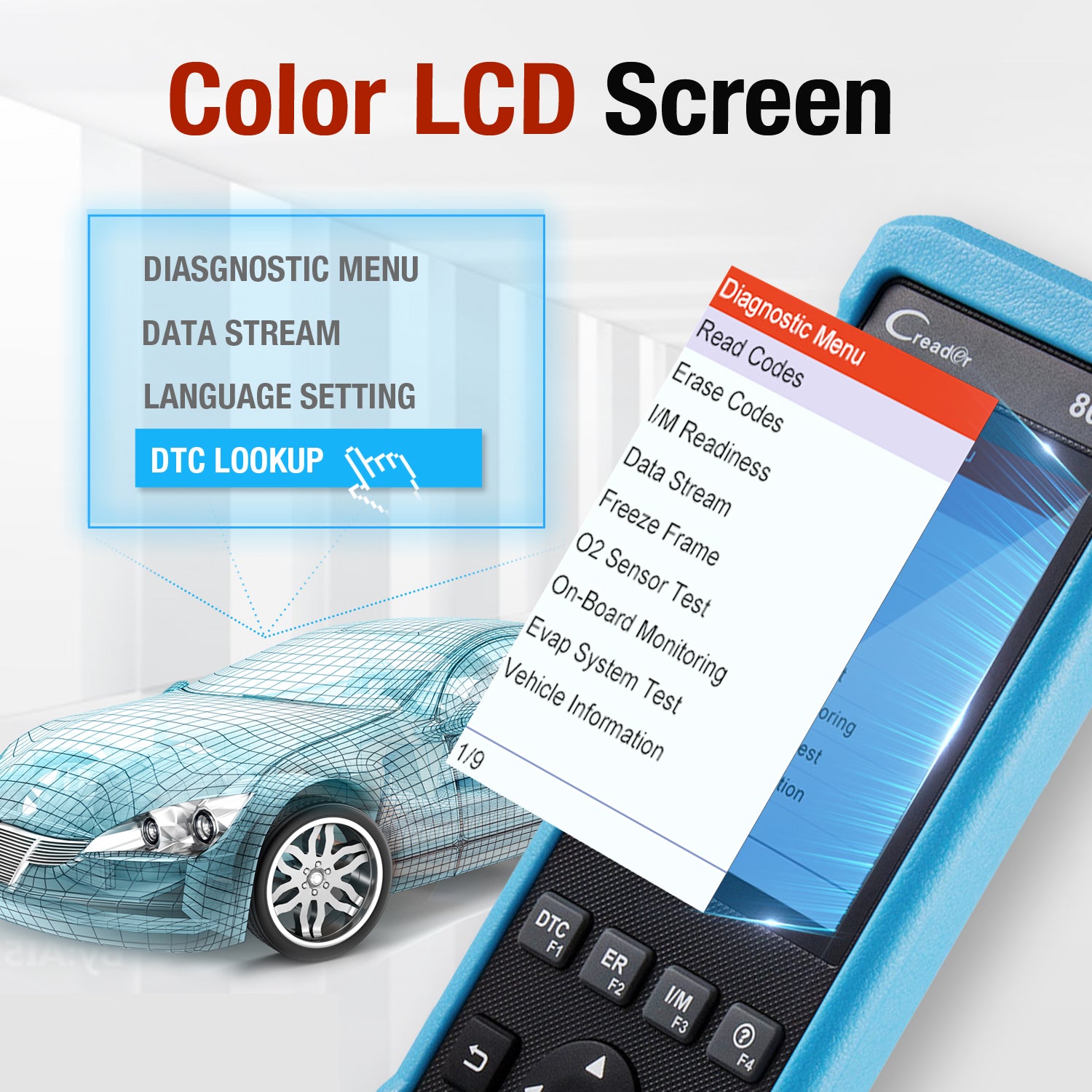 Launch CReader 8001 OBD2 Scanner Car Diagnostic Code Reader Full OBDII/EOBD Functions with ABS SRS EPB Oil Service Light Resets