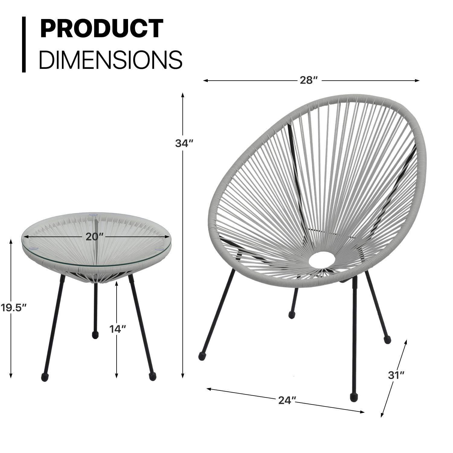 monibloom 3 piece outdoor seating acapulco chair, modern patio furniture outdoor conversation set, glass top table and 2 meta