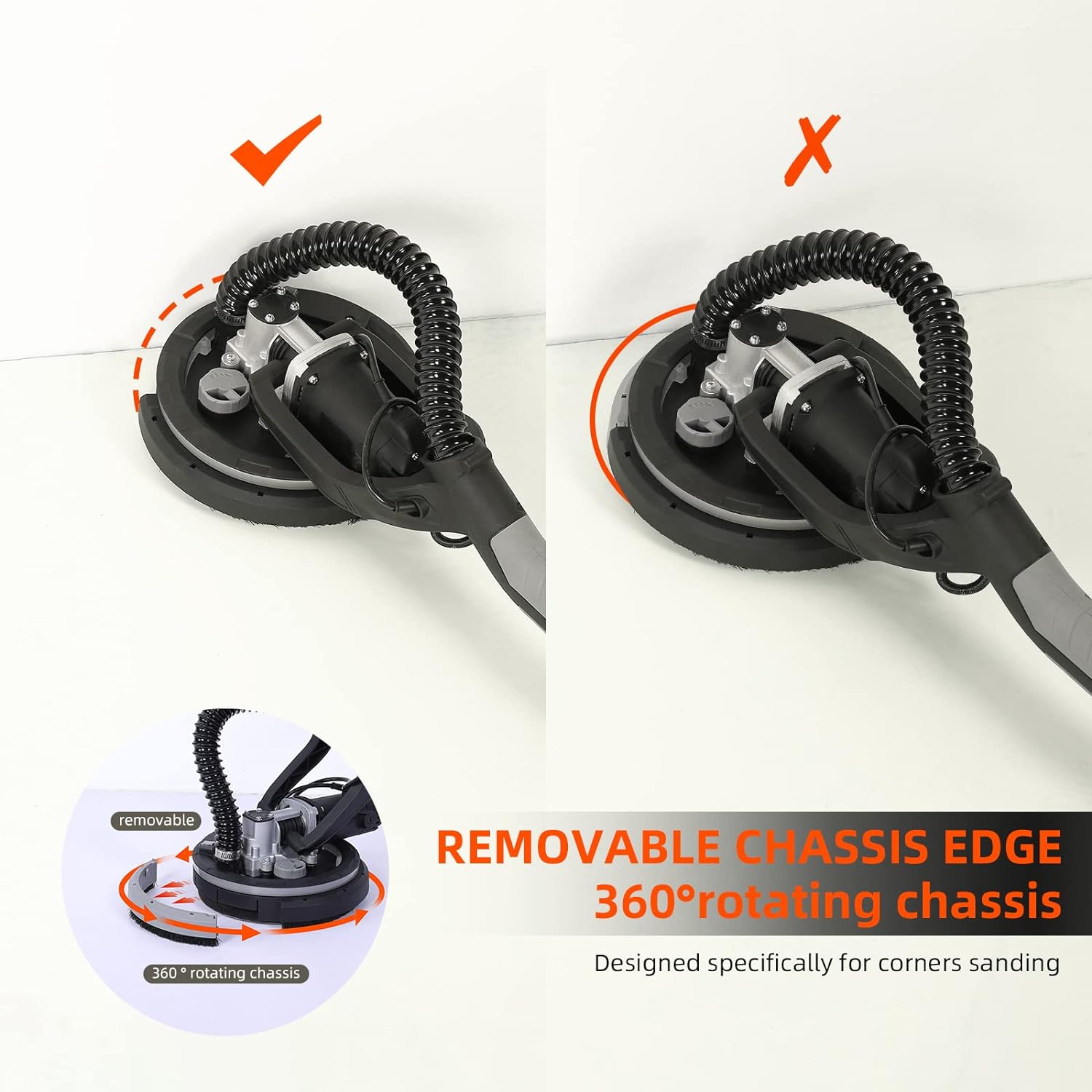towallmark Drywall Sander,  750W Electric Drywall Sander 7 Variable Speed 900-1800 RPM Sander with LED Light, 14 Pcs Sanding discs, Extend
