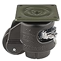 FOOT MASTER GDR-80-F-NYN-FBL Leveling Caster, 63 mm Nylon 66 Wheel, Flat Black, Height Adjustable Ratchet, Plate Mounted Swivel