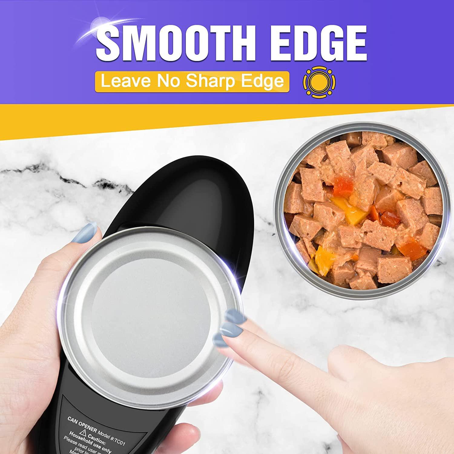 Picture It 3D electric can opener - handheld portable kitchen one touch push button smooth edge canopener, cordless food safe battery opera