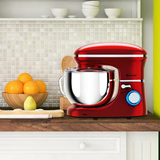 Gymax 6.3 Quart Tilt-Head Food Stand Mixer 6 Speed 660W w/Dough Hook, Whisk Red