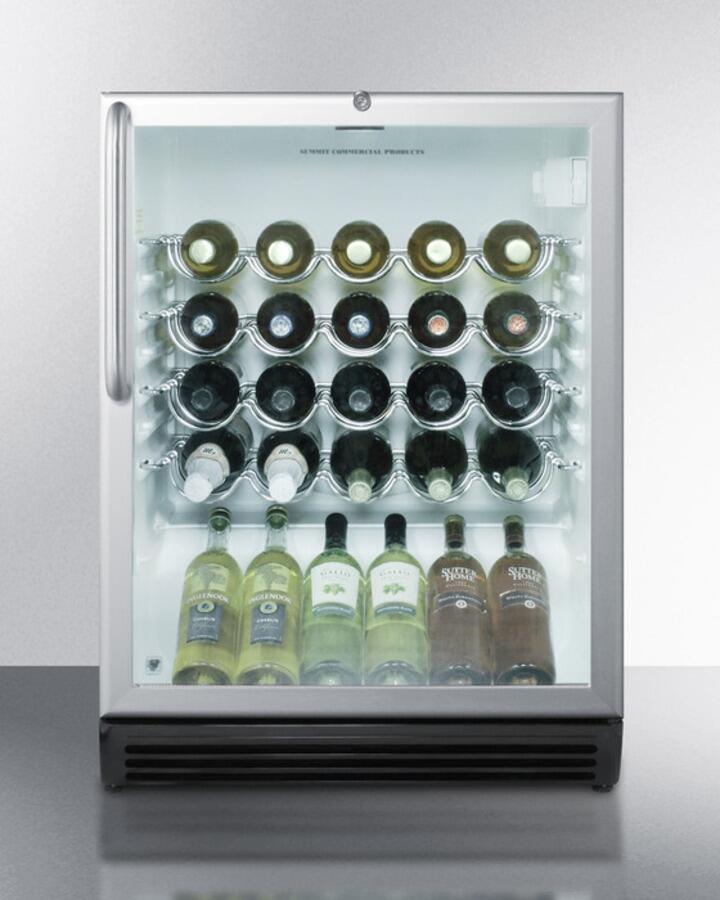 Summit Appliance SWC6GBL 1.3V One Section Wine Cooler with Glass Door - Black