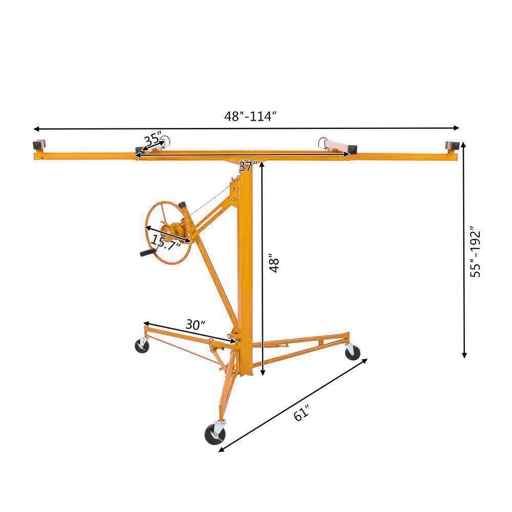 Great Choice Products 16 Ft Drywall Rolling Lifter Panel Hoist Jack Lifter With Lockable Wheels Yellow