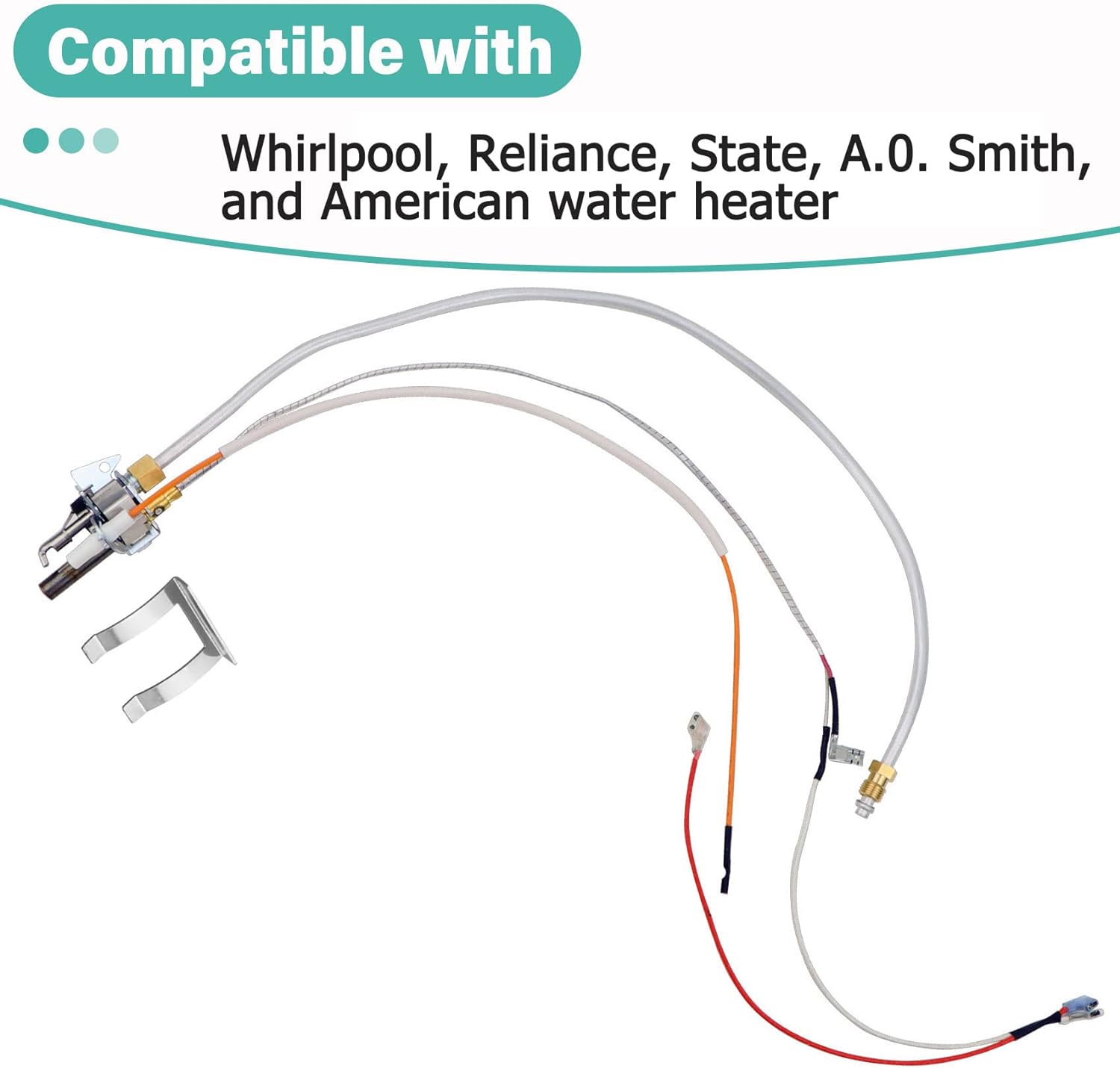 Pulaim 100112330 Water Heater Pilot Assembly Replacement Kit for 300 Series, Gas Thermopile Assembly Compatible with Whirlpool,Relianc