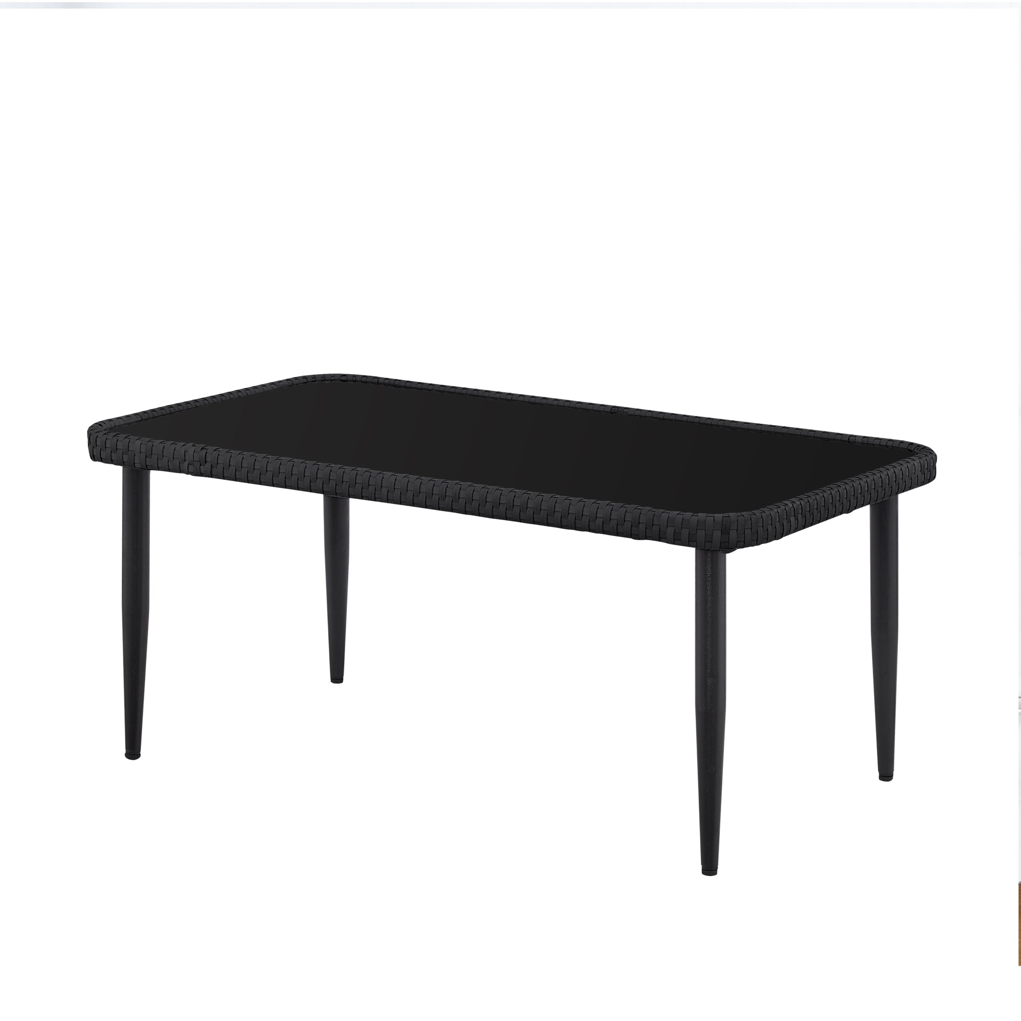 Inspired Home Sylis Outdoor 4pc Seating Group Set: 1 Sofa,2 Armchairs,1 Coffee Table,Rattan,Washable Cushions,UV Resistant,Black