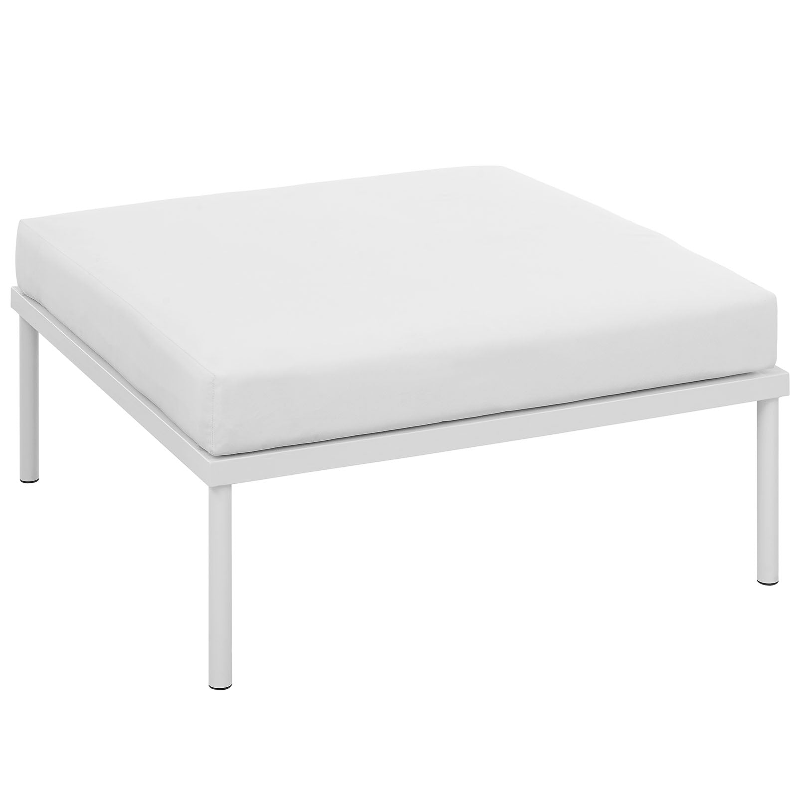 LexMod Harmony Outdoor Patio Aluminum Ottoman in White White