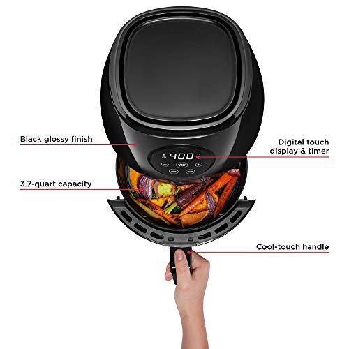 chefman small air fryer healthy cooking, nonstick, user friendly and digital touch screen, w/ 60 minute timer &a; auto shutoff,