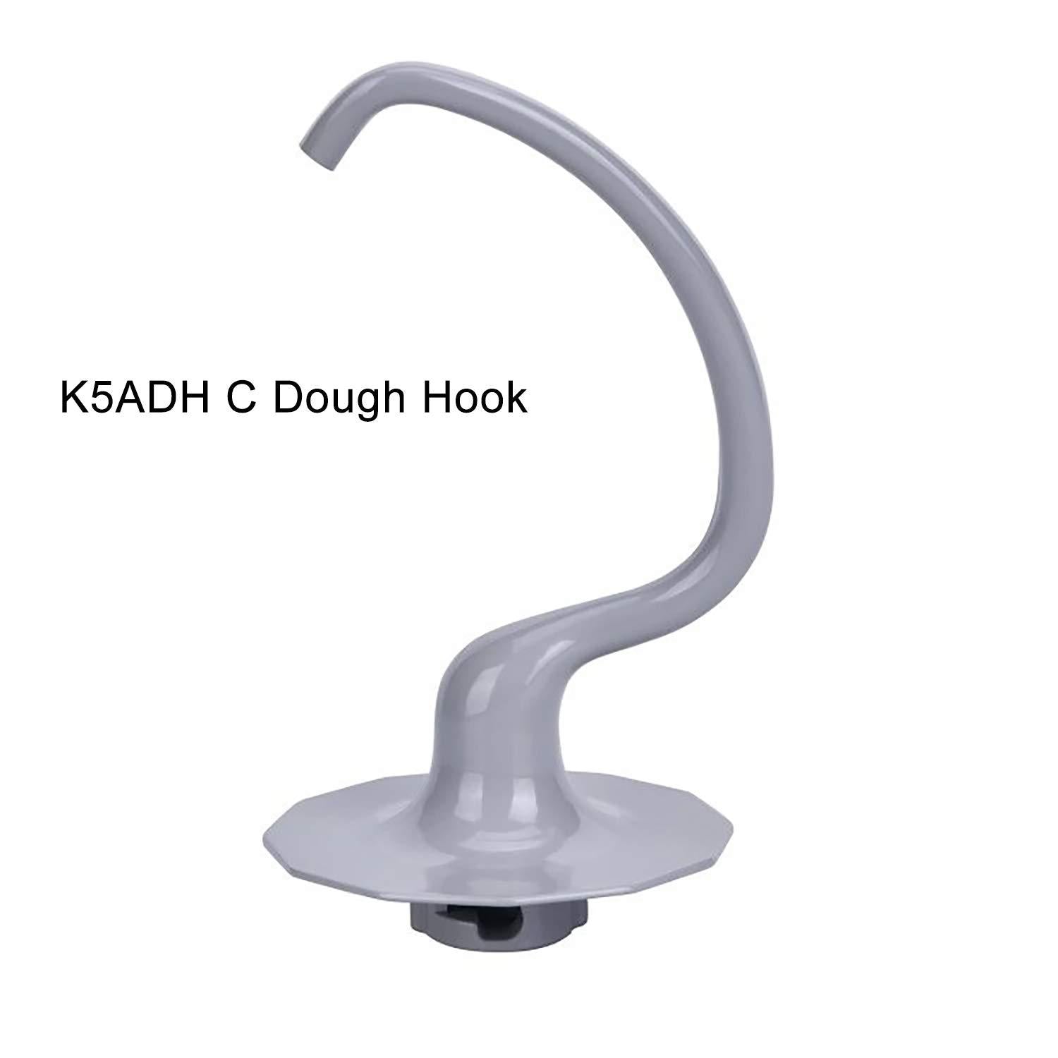 lawenme dough hook for kitchenaid mixer- k5adh coated c dough hook attachments for 5 quart bowl-lift stand mixers k4ss k5ss k