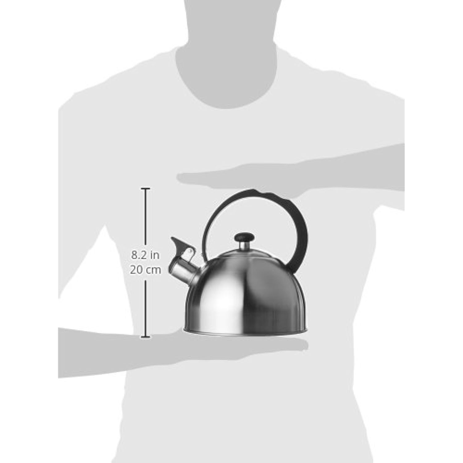 Great Choice Products Prelude Stainless Steel Whistling Tea Kettle Brushed Finish Body With Non-Slip, Stay Cool Handle, 2.1 Quart/ 67 Ounce,