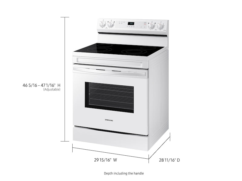 Samsung NE63A6111SW/AA 6.3 cu. ft. Smart Freestanding Electric Range with Steam Clean in White