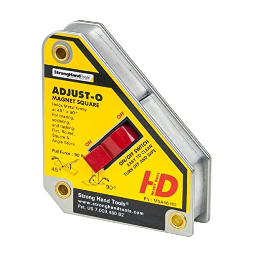 Strong Hand Tools, Heavy Duty, Adjust-O Magnet Square, On/Off Switches, Pull Force: 65 lbs, 4-3/8