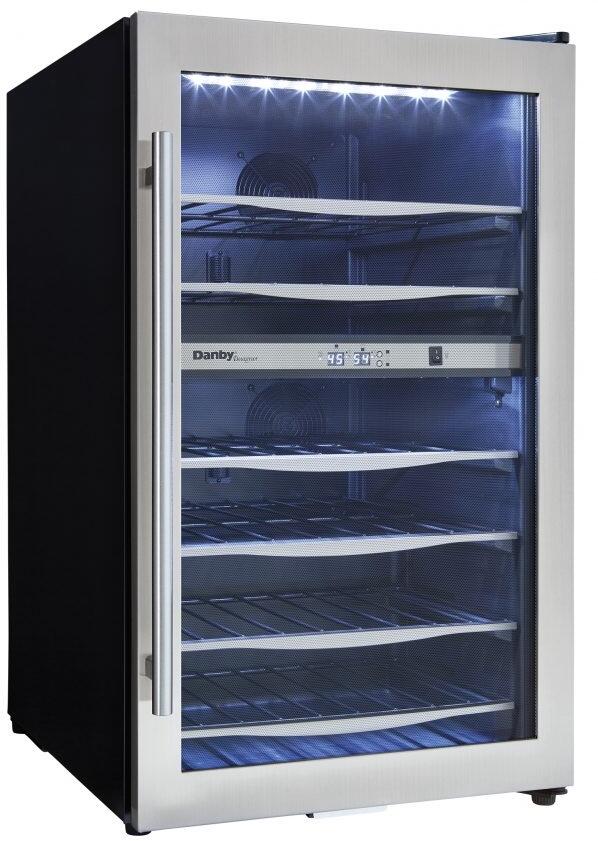Danby DWC040A3BSSDD 20 inch Stainless Steel Dual Zone Wine Cooler|38 Bottle Cap|4 cu. ft. Capacity|UV Protected Tempered Glass Door
