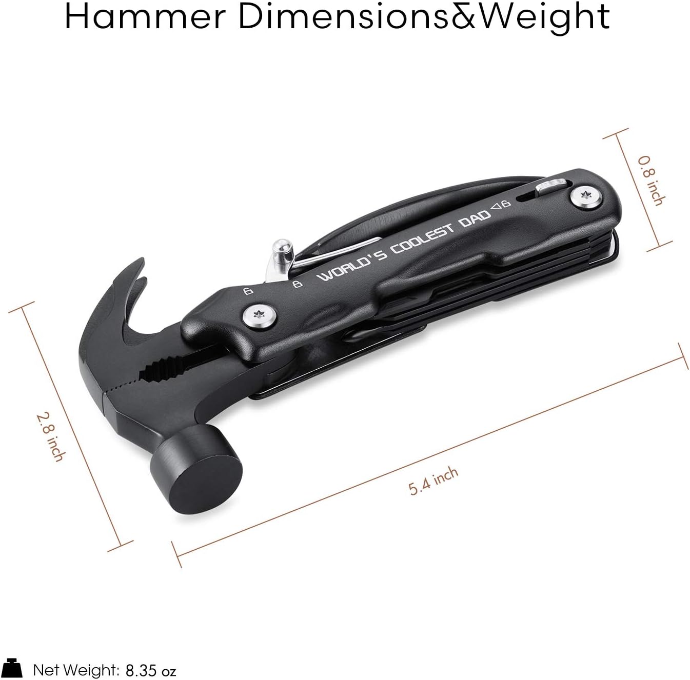 Kingmax Gifts for Dad from Daughter Son Kids Wife Fathers Day,Birthday Gift Ideas for Men Him,Unique Personalized Dad Gifts,Hammer Mult