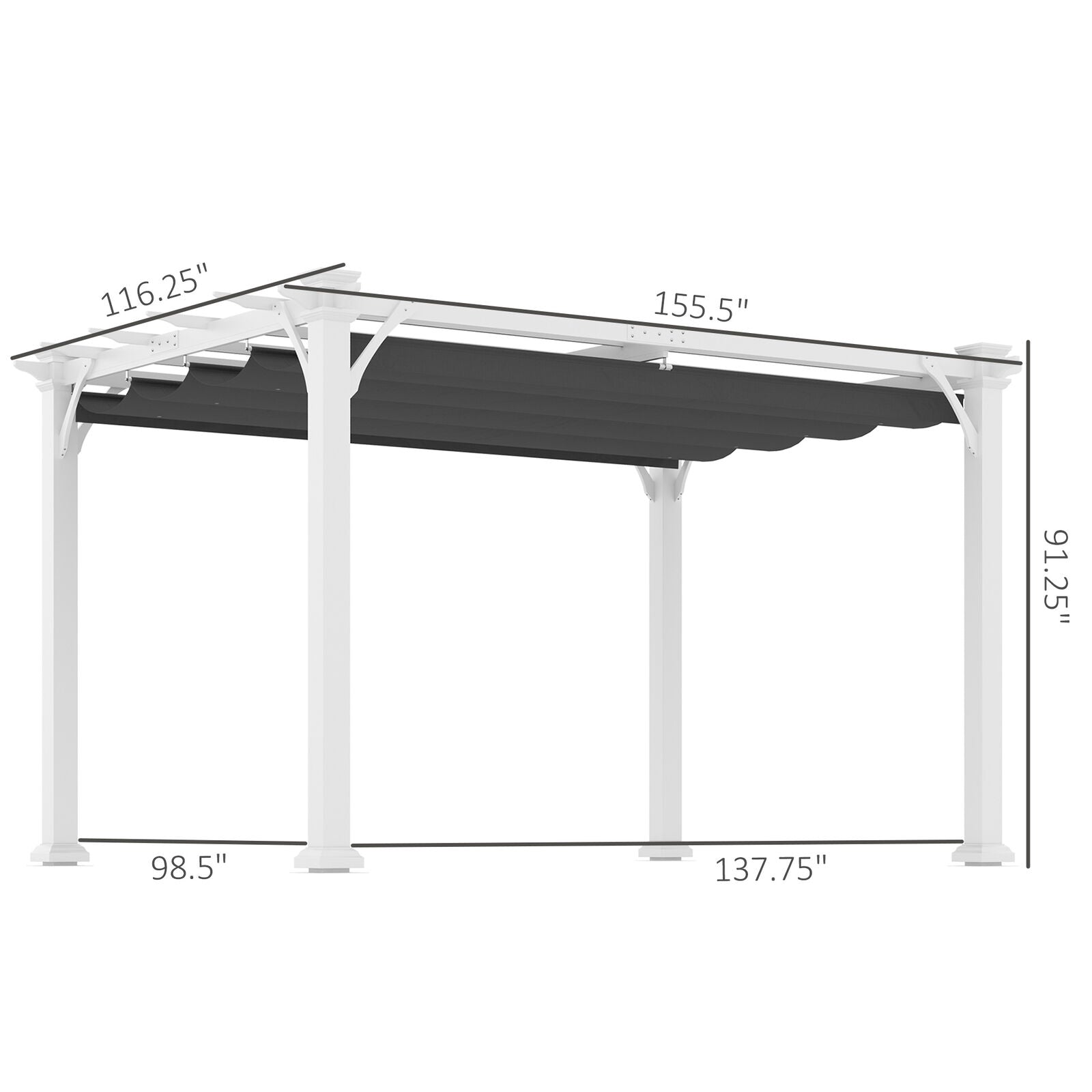 GCP Products 13&s; X 10&s; Wood Pergola With Retractable Canopy, Sun Shade Shelter