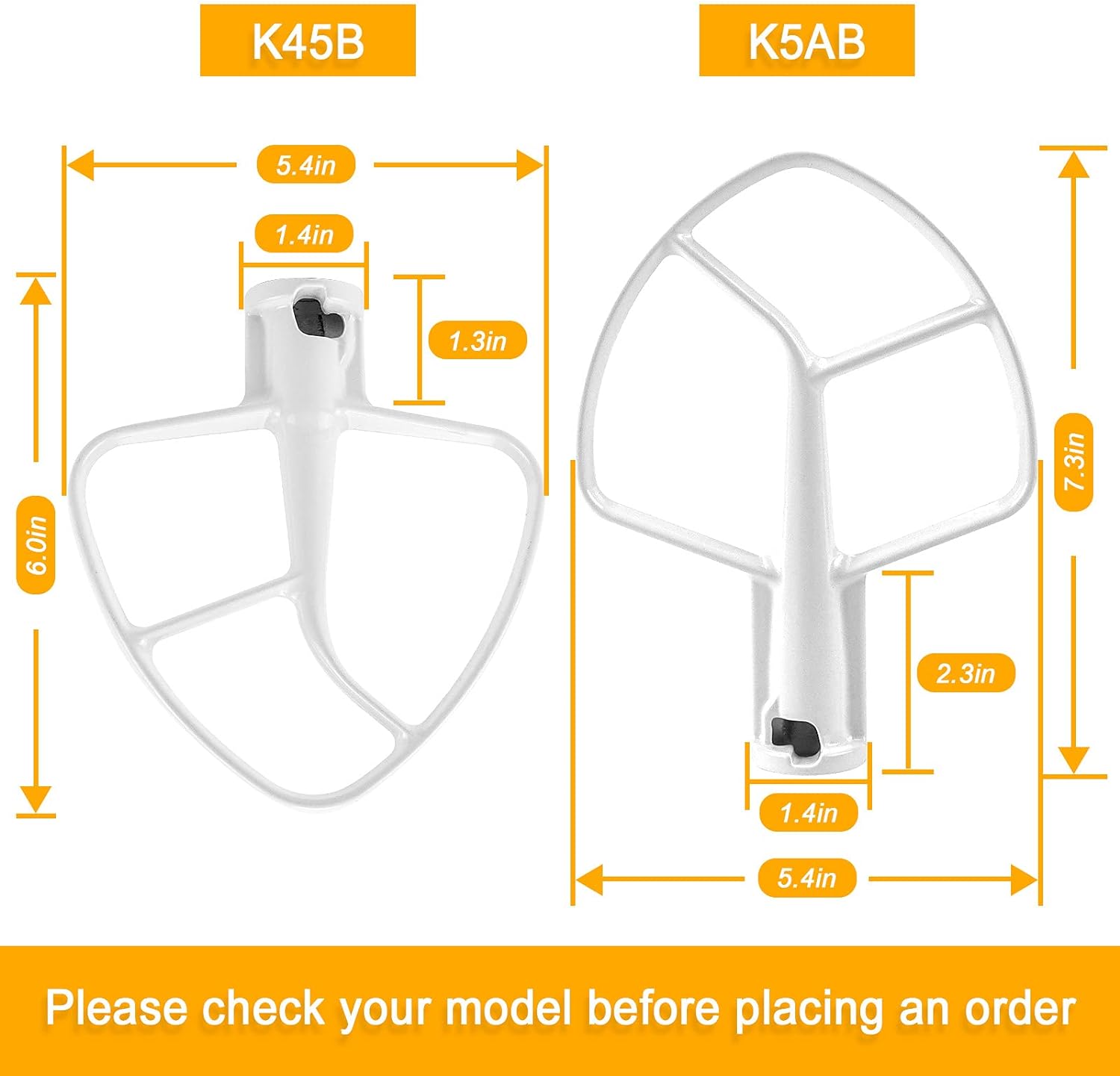 Generic K5AB K5SS Kitchen Mixer Aid Coated Flat Beater AMI PARTS for 5 QT Mixer Stainless Steel Bowl Compatible with Model KSM50 KSM5 K
