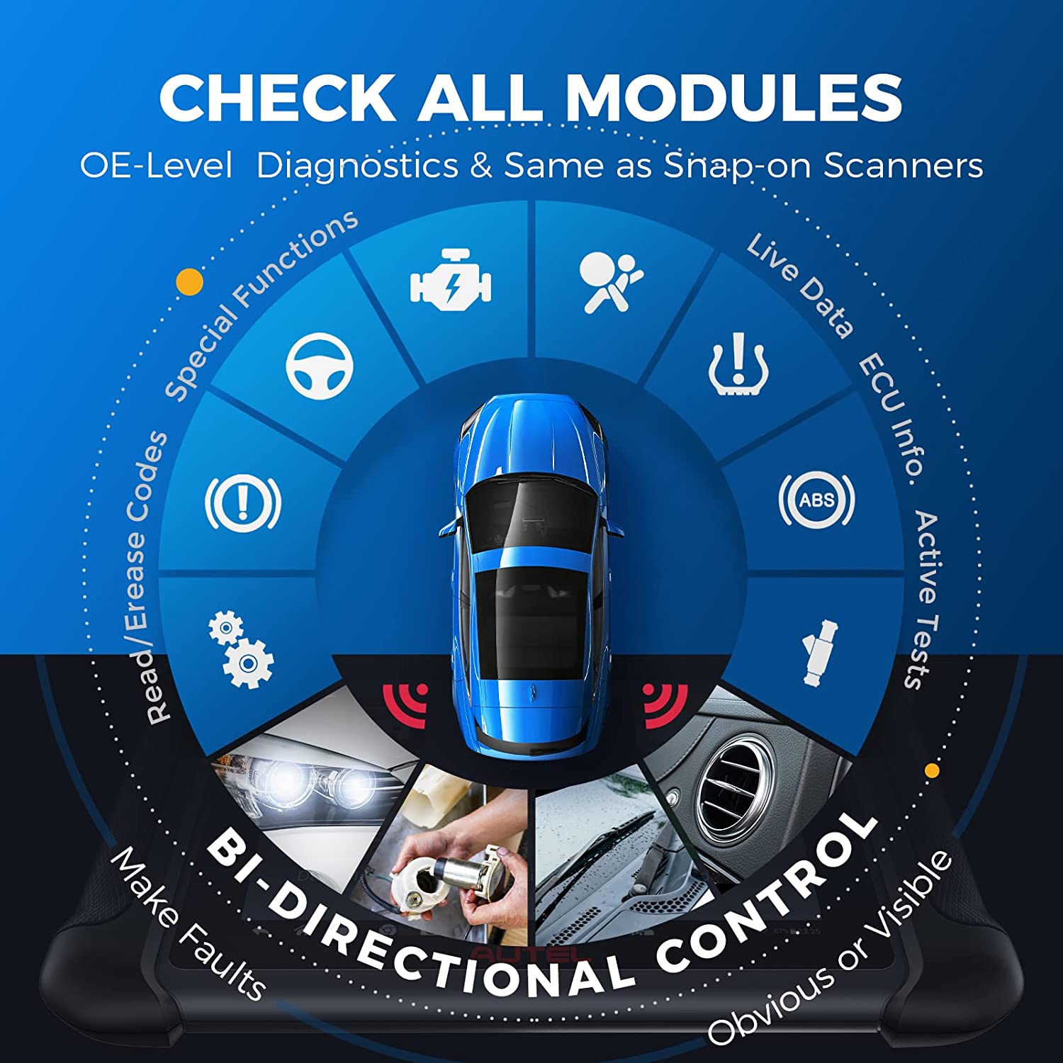 Autel Scanner Maxisys MS906 Car Diagnostic Scan Tool with ECU Coding, Key Coding,31+ Service, FCA Autoauth