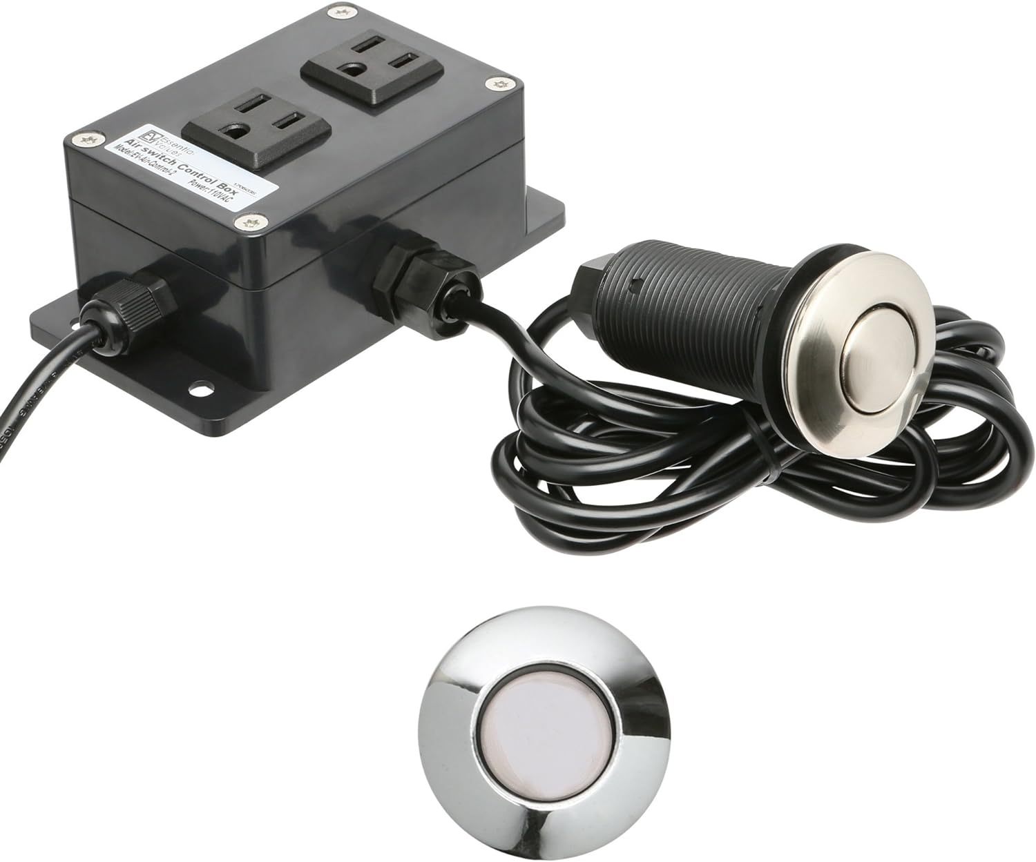 Essential Values Garbage Disposal Air Switch, DUAL OUTLET Sink Top/Counter Top Waste Disposal On/Off Switch For Insinkerator, Waste King Garbage