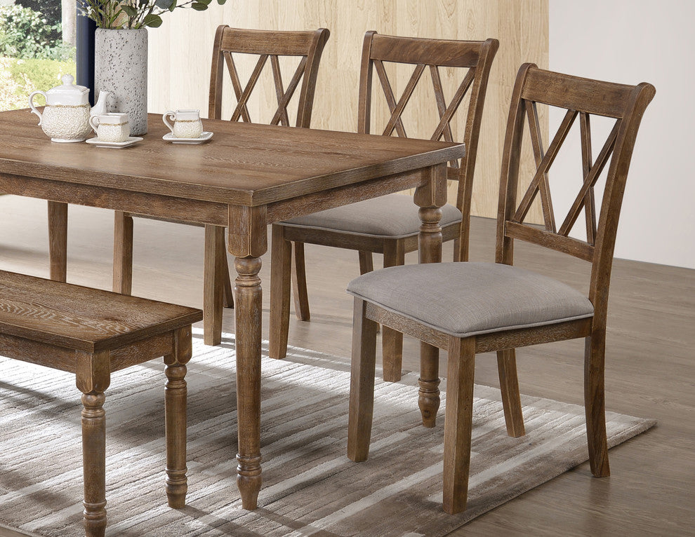 Best Master Furniture Paige Farmhouse Dining Side Chairs, Set of 2, Natural Oak