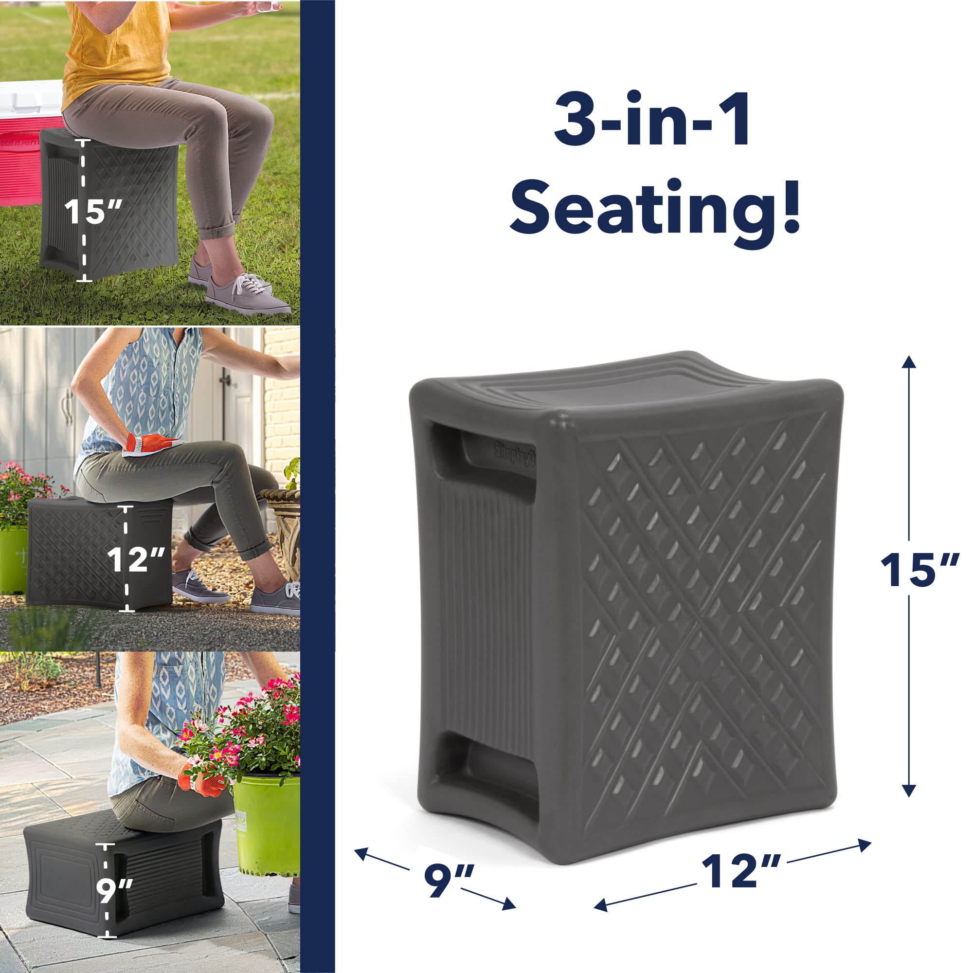 Simplay3 Handy Home 3-Level Heavy Duty Work/Garden Seat - 12