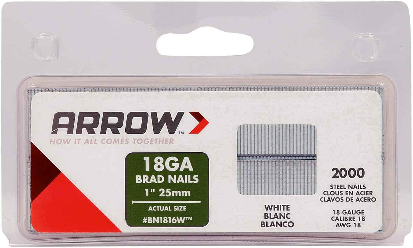 Arrow Fastener Arrow BN1816WCS 1-Inch White Brad Nails, 18-Gauge
