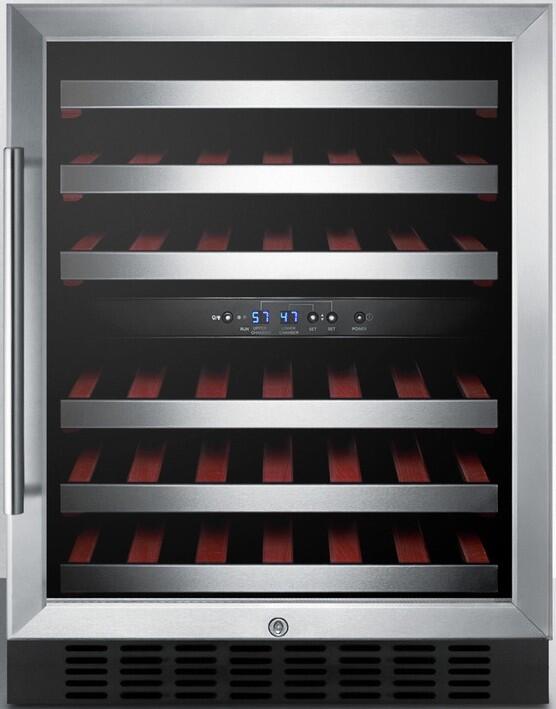 Summit SWC5399BLBIST 24 Dual Zone Wine Cooler with 46 Bottle Capacity in Stainless Steel