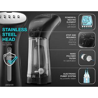 Polardo Steamer Iron for Clothes, Hand Held Portable Travel Garment Steamer, Metal Steam Head, 25s Heat Up, Pump System, Mini Size