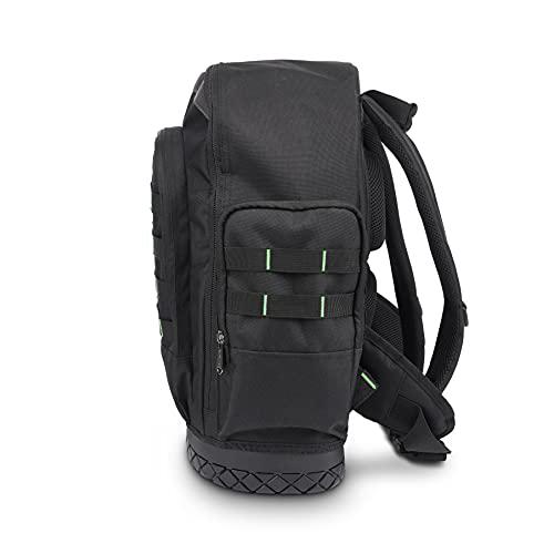 awp extreme tool backpack | rugged polyester jobsite backpack with waterproof molded base &a; padded shoulder and waist straps