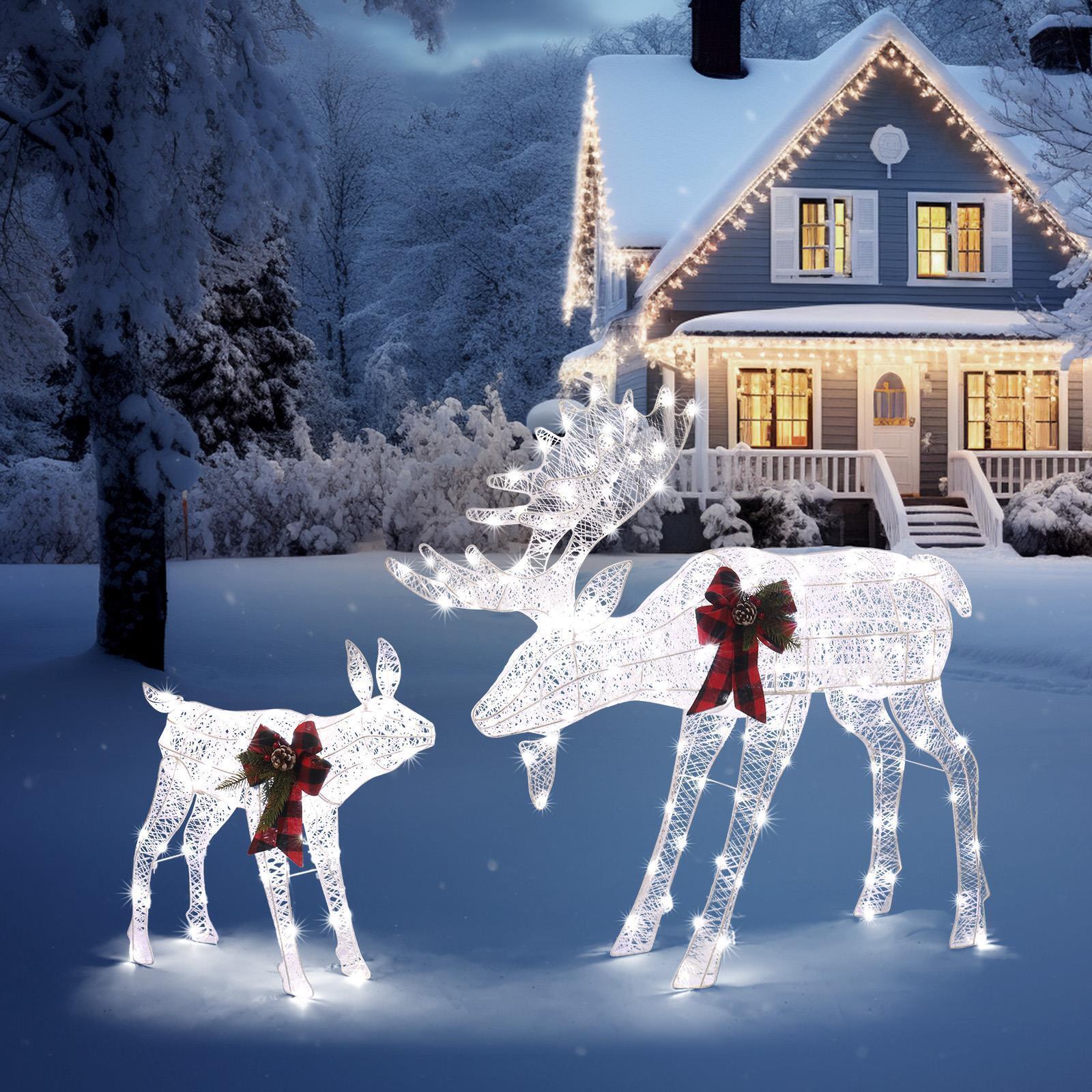Great Choice Products Christmas Lighted Reindeer Family Decoration Deer Set Indoor Outdoor Lawn Decor