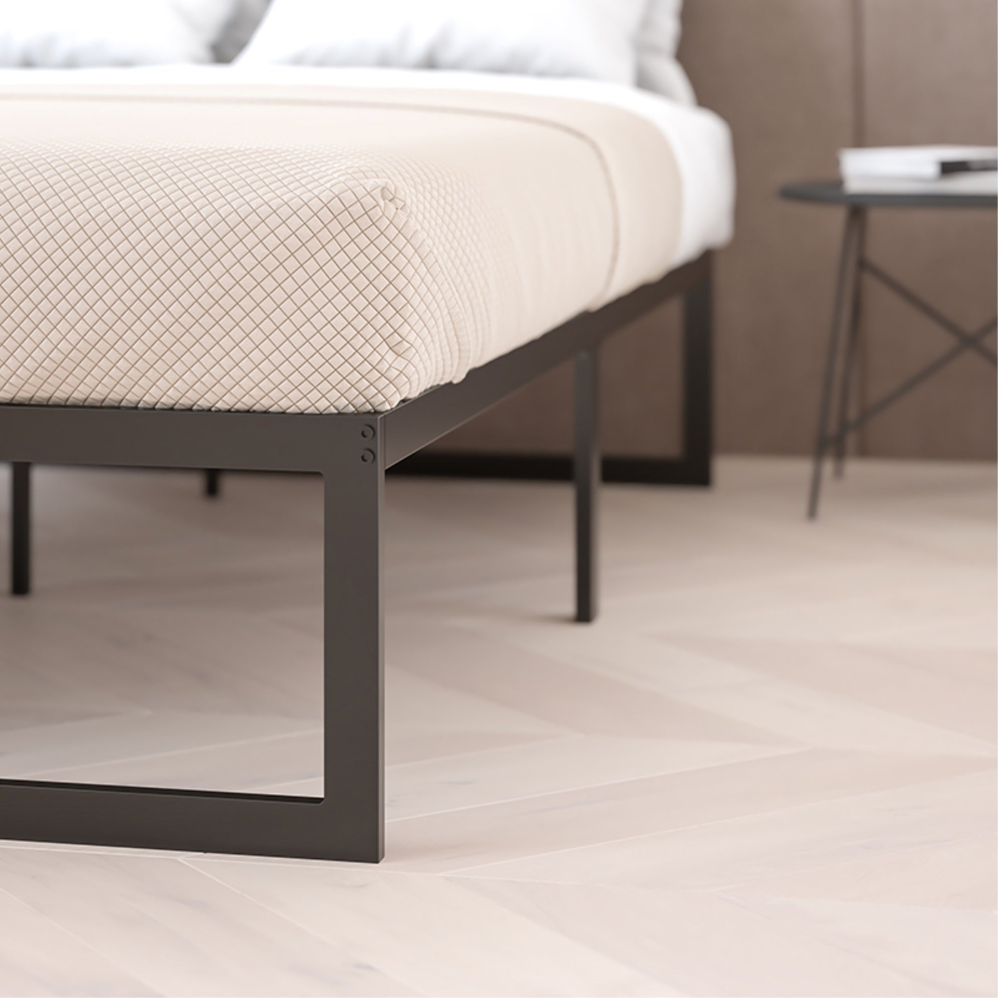 Flash Furniture 14 Inch Metal Platform Bed Frame - No Box Spring Needed with Steel Slat Support and Quick Lock Functionality (Twin)