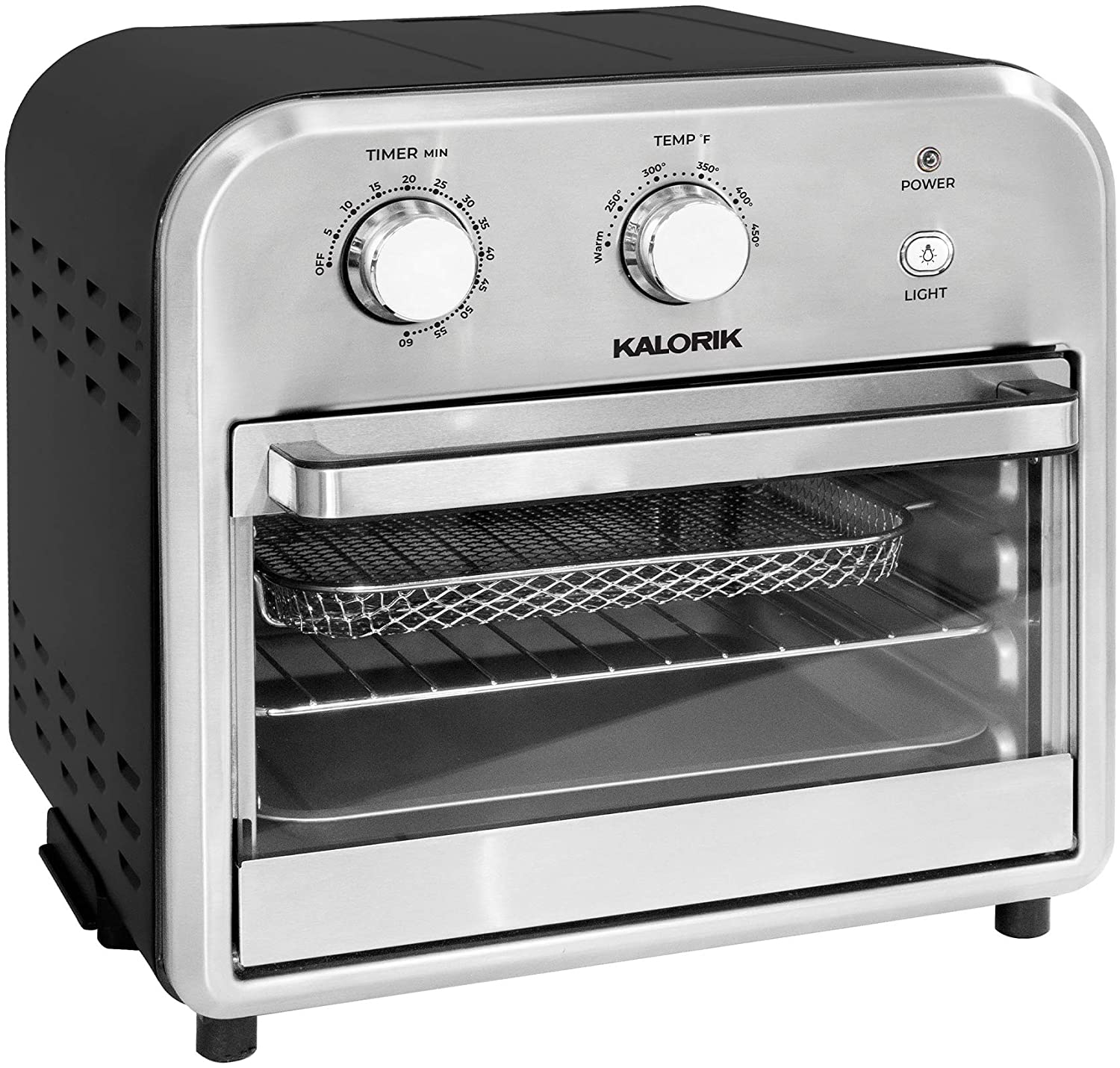 KALORIK 12 QUART AIR FRYER OVEN, BLACK/STAINLESS STEEL REFURBISHED
