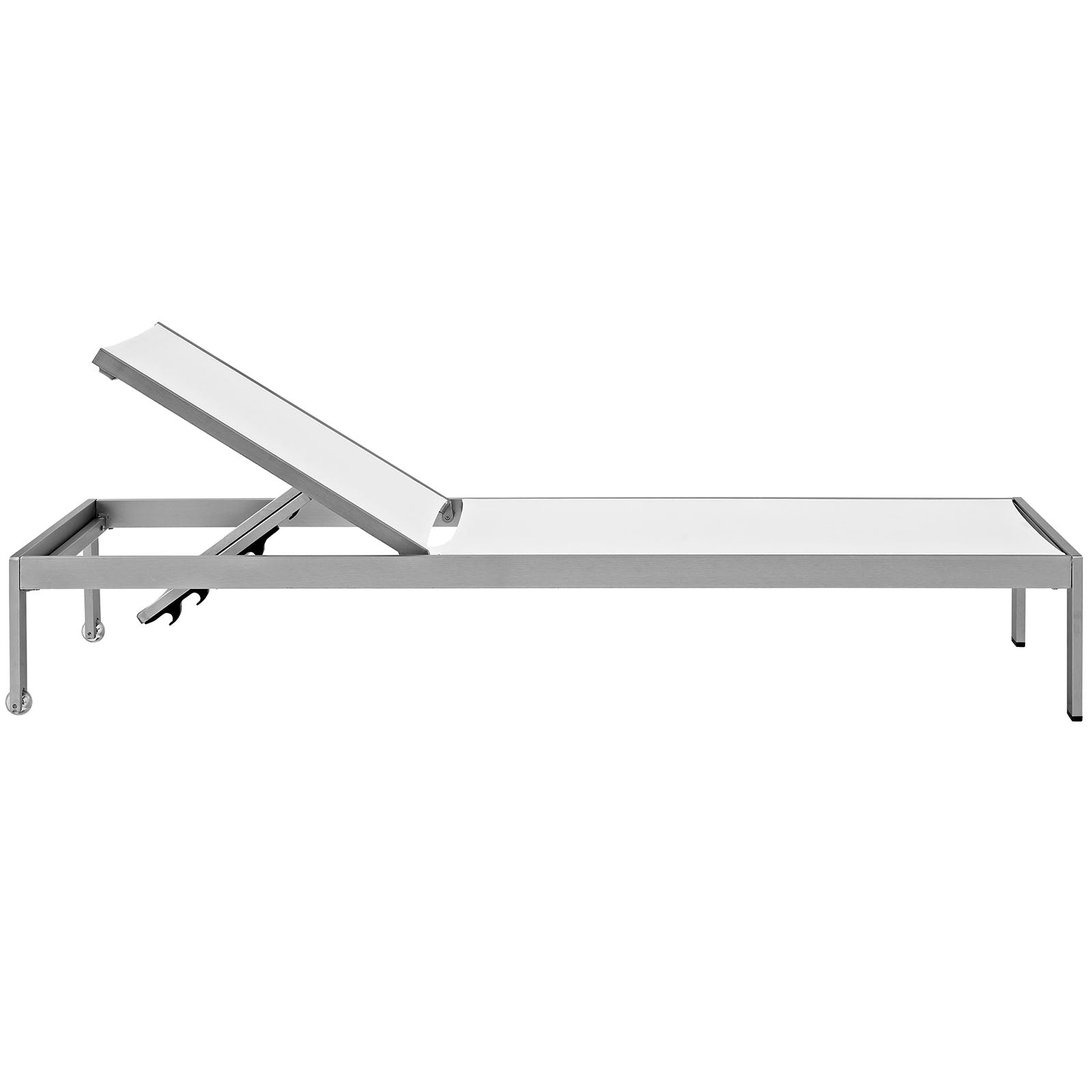 LexMod Shore 2 Piece Outdoor Patio Aluminum Set in Silver White