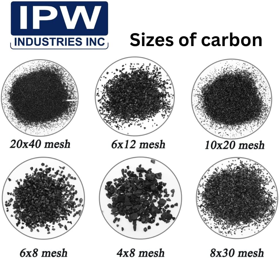 Generic IPW Industries Bulk Activated Carbon - 4x8 Mesh Coconut Shell Granular Activated Charcoal (GAC) for Water Filtration - Replacem
