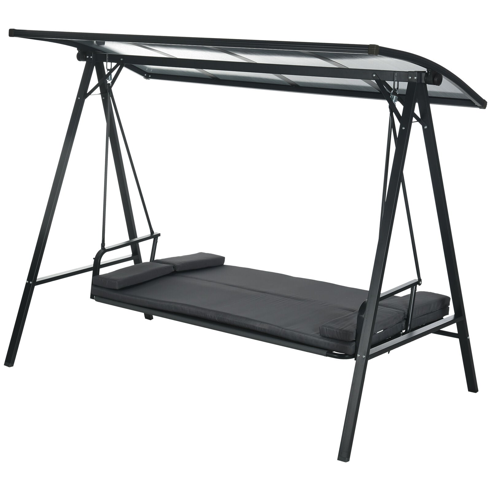 GCP Products 3-Seat Patio Swing Chair Hammock Bed W/ Mesh Seats And Steel Frame
