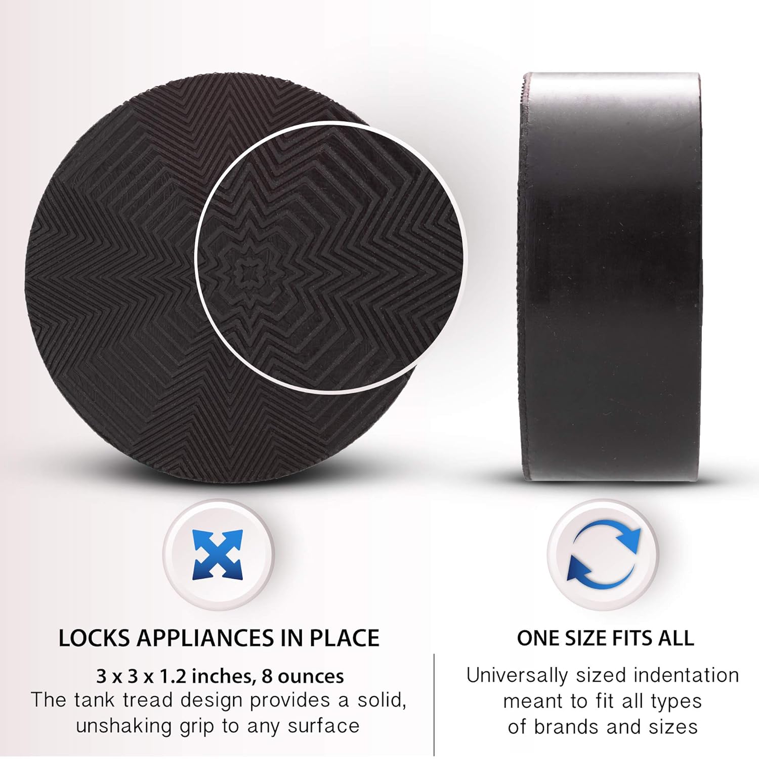 Empire of Electronics Anti Vibration Pads with Tank Tread Grip, 4 Pads + Level - Washer