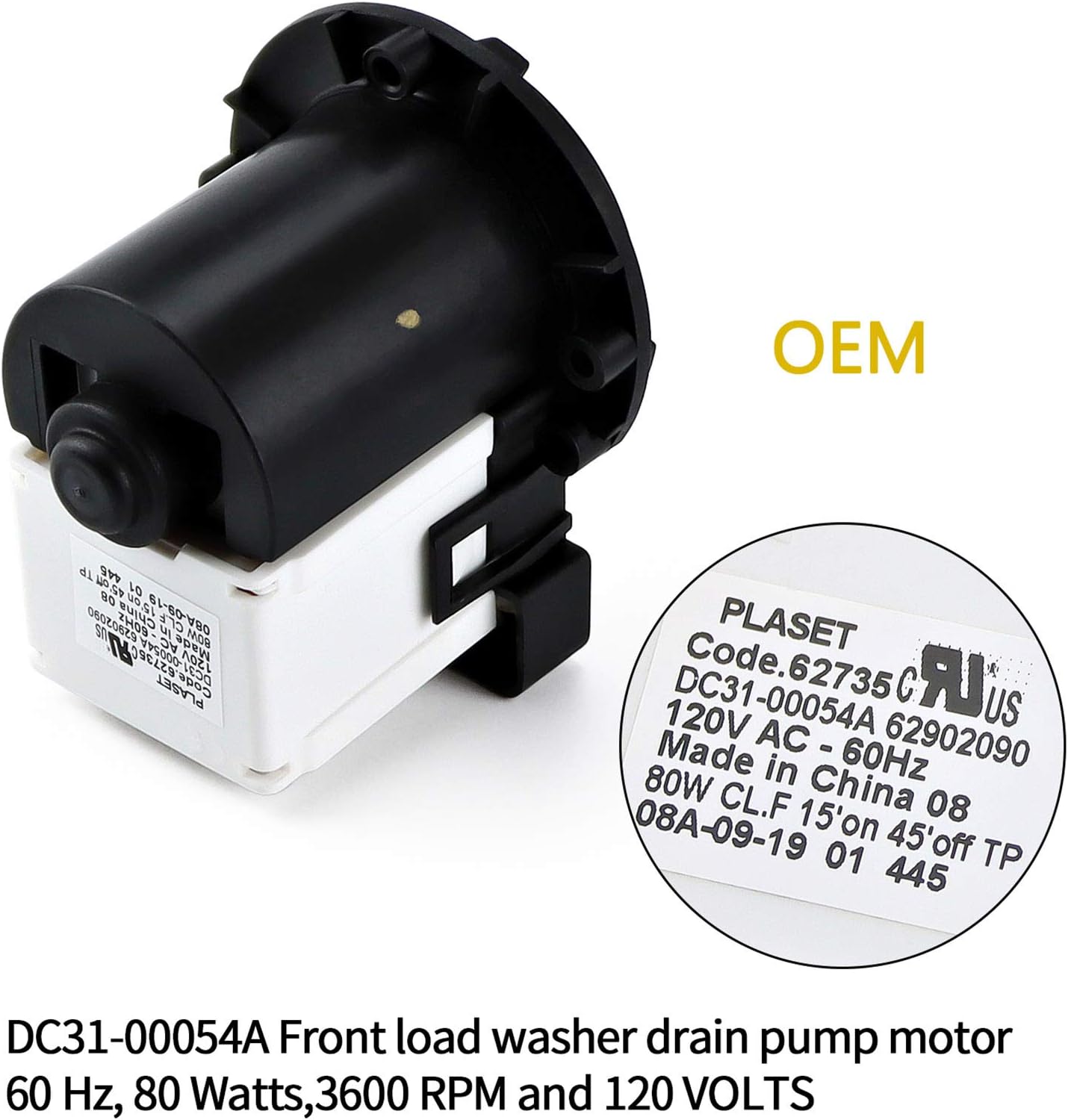 AMI PARTS OEM DC31-00054A Washer Drain Pump  Replaces DC31-00016A AP4202690 62902090- Fit for Kenmore Samsung Washing Machine