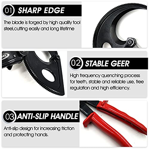 InneToc Aluminum Copper Ratchet Cable Cutters,Wire Cutters for Cutting electrical wire as Ratcheting Wire Cut Hand Tool(400mm2)
