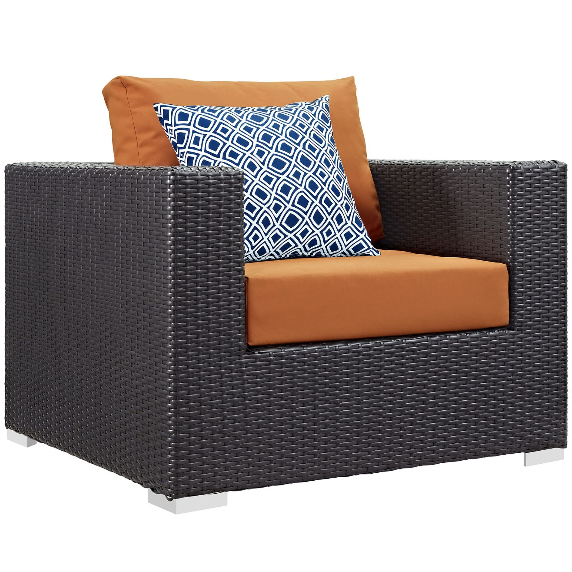 Ergode Convene 7 Piece Outdoor Patio Sectional Set - Espresso Orange