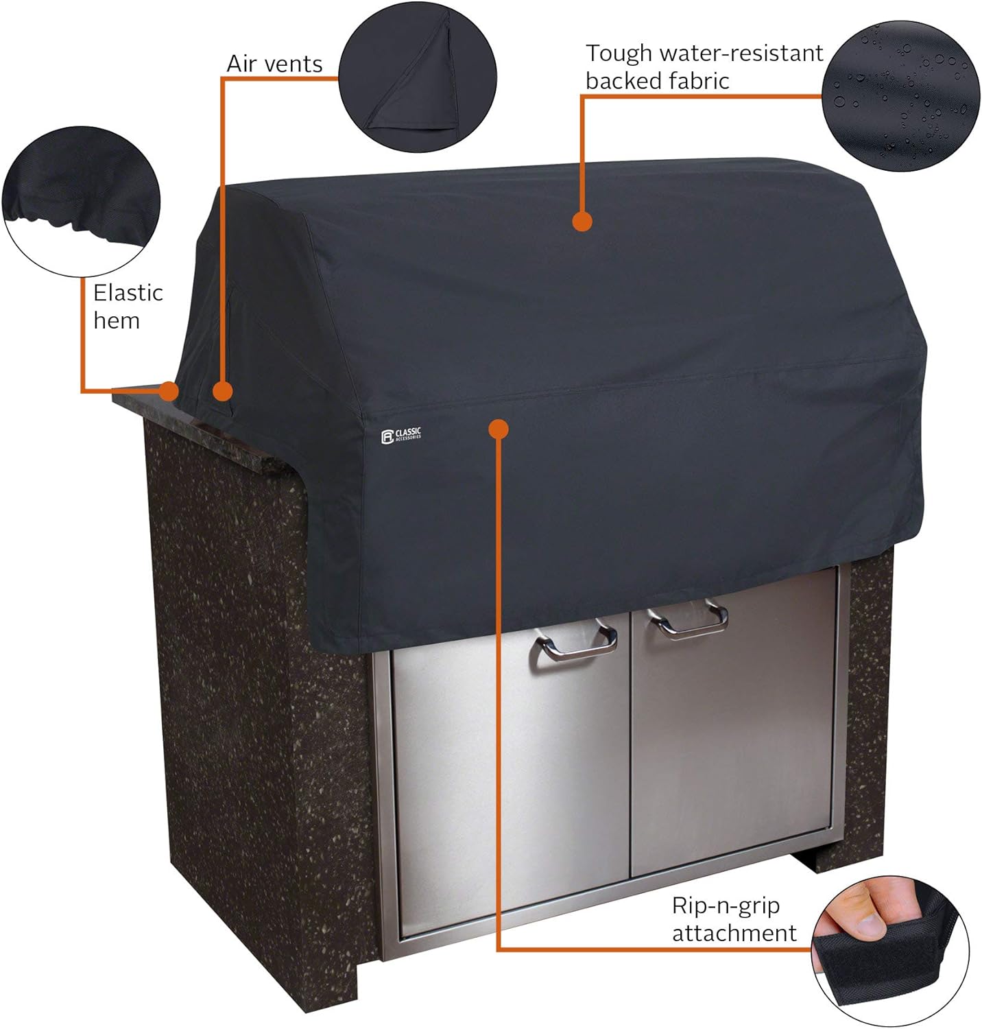 Classic Accessories 55-311-360401-00 Cover for Built-In Grills, X-Small, Black