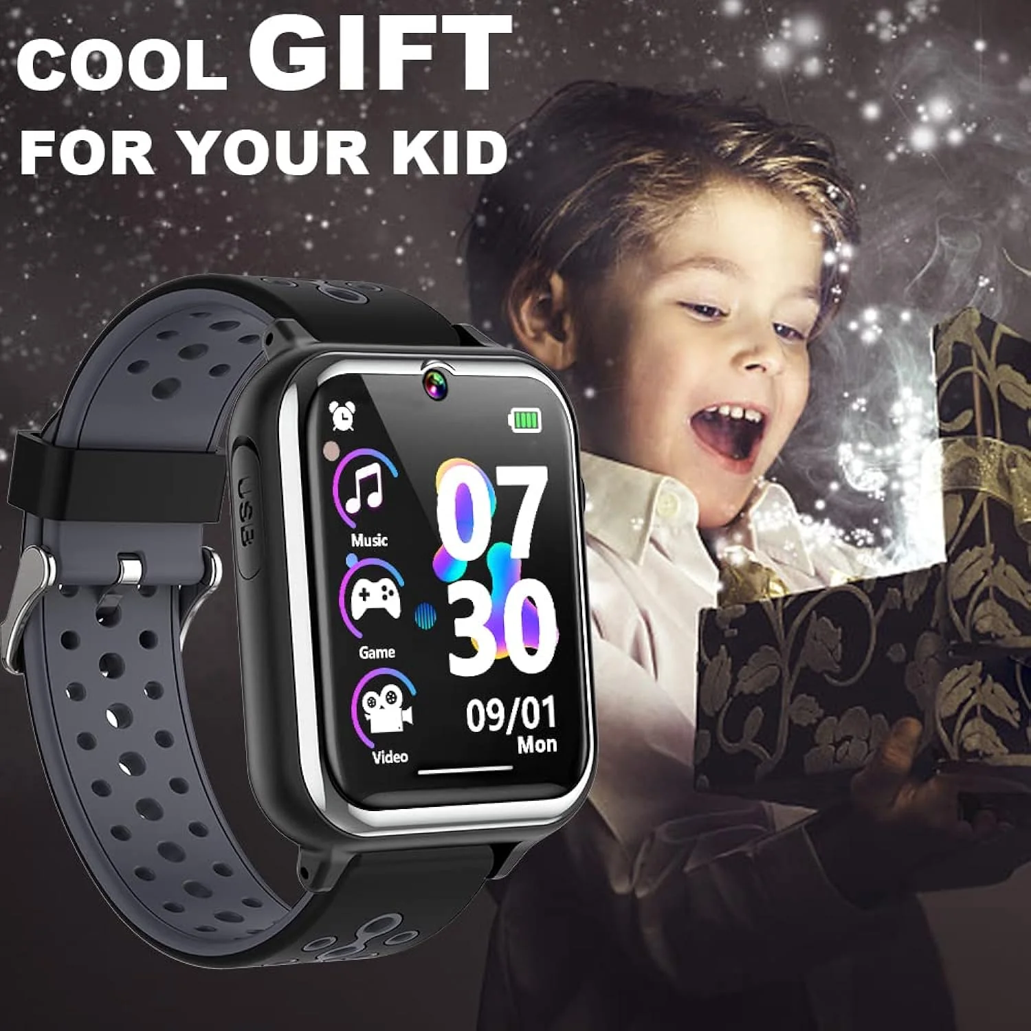 GCP Products Kids Smart Watch For Boys Girls Age 3-12 With 24 Puzzle Games Pedometer 1.54