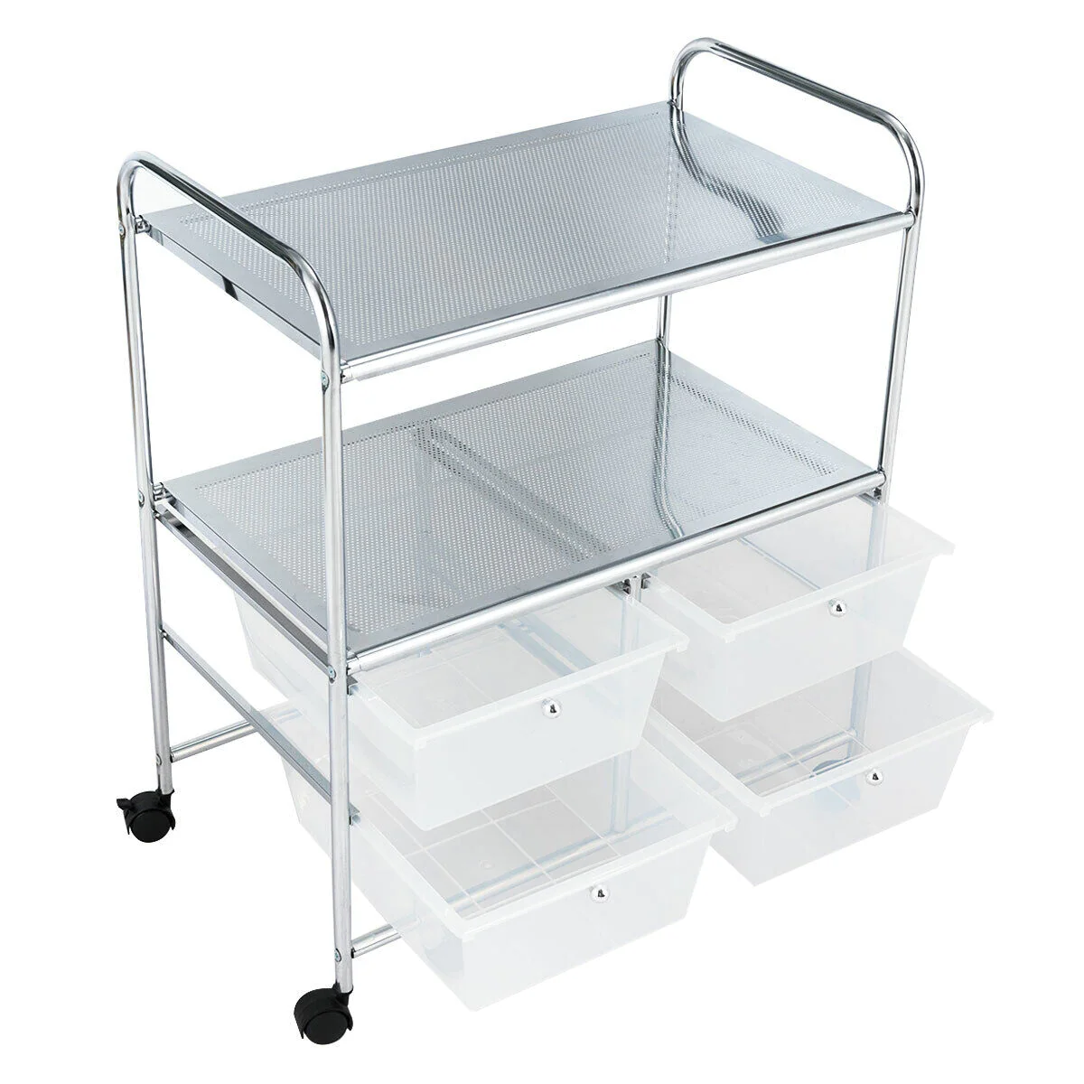 Great Choice Products 4 Drawer Rolling Storage Cart Office Room Shelf Scrapbook Paper Organizer Clear
